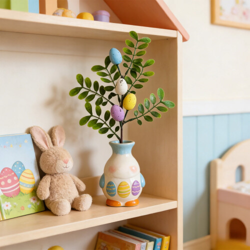 Easter Egg Floral Picks Artificial Flowers with Leaves