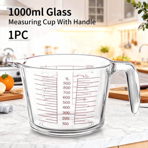 Pichet doseur en verre borosilicate 1000 ml résistant à la chaleur