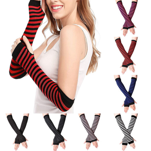 Punk Fingerless Gloves Gothic Long Wrist Warmers