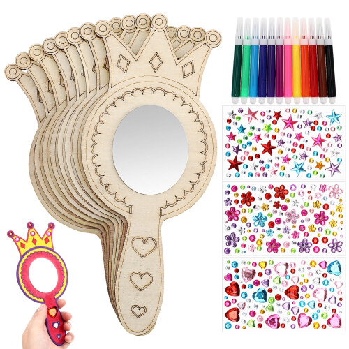 Miroir à main avec poignée, gloss mat, velours, petit format, artisanat