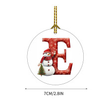 26 Initial Letters Christmas Tree Pendant, Round Xmas Ornaments with Rope, Personalized Monogram Decor (Acrylic, Letter-E), Compatible with DIY Decor