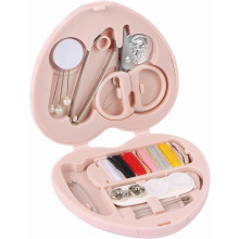 Heart Shaped Portable Travel Sewing Repair Kit - Mini Box with Threads, Scissors, DIY Hand Sewing Needles