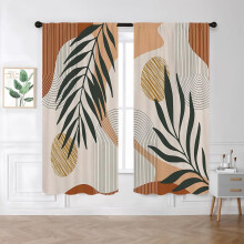 Boho závěsy s palmovými listy, 2 panely, kapsa na tyč, 42x63 palců