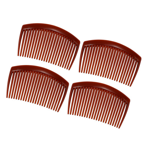 Pieptene de păr clasic cu clips lateral, 7,6 cm, plastic, maro, 4 buc.