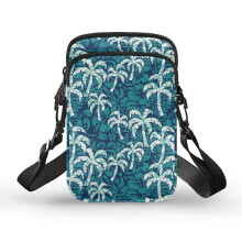 Crossbody kabelka cez rameno z polyesteru s nastaviteľným popruhom, tropický vzor
