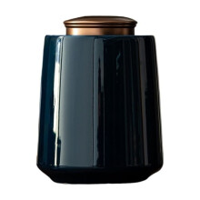 Pote de cerâmica para armazenar chá, com tampa de vedação dupla em liga metálica, ideal para uso doméstico como recipiente para chá e café.