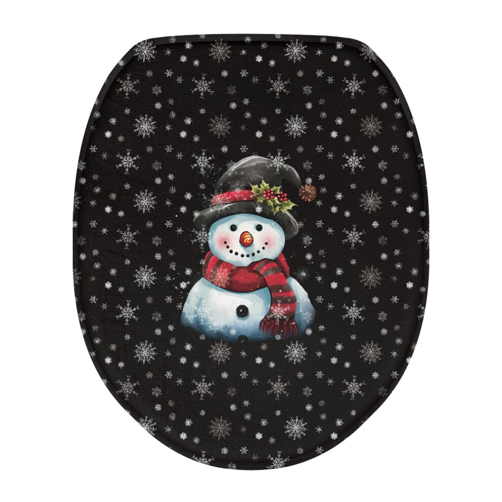 Snowman Flannel Toilet Cover With Elastic Band For Round 952399400421