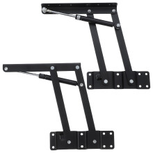 Mesa de centro con bisagra elevadora hidráulica, hierro negro, 2 unidades