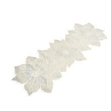 Chemin de table à fleurs argentées, lavable, 90 cm (35,4 pouces)