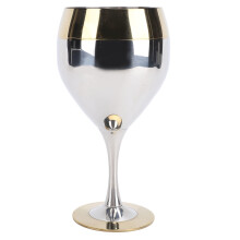 Verre à vin en acier inoxydable 304, bordure dorée, 350 ml