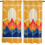 Kitchen Curtains Yellow Orange Blue Geometric 2 Panels 1