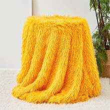 Mustard Yellow Faux Fur Throw Blanket 31x47 inch