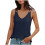Dame vintage bomuld-hør camisole blå S 1