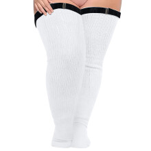 Women's Plus Size Over-Knee Compression Socks White Cotton