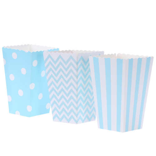 Candy Buffet Bags Blue Popcorn Carton Mini Boxes 48 Pcs