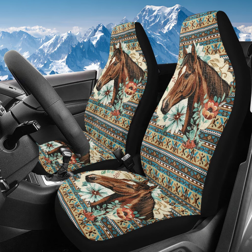 Aztec Horse Highback Bucket Seat Covers 2-Pack Coral 959110496305