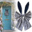 Easter Bow Black White Plaid Burlap 12 Inch 1