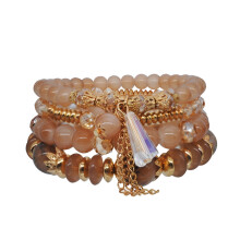 YUEHAO Bohemian Pearl Bracelet for Women Khaki Multi-Circle
