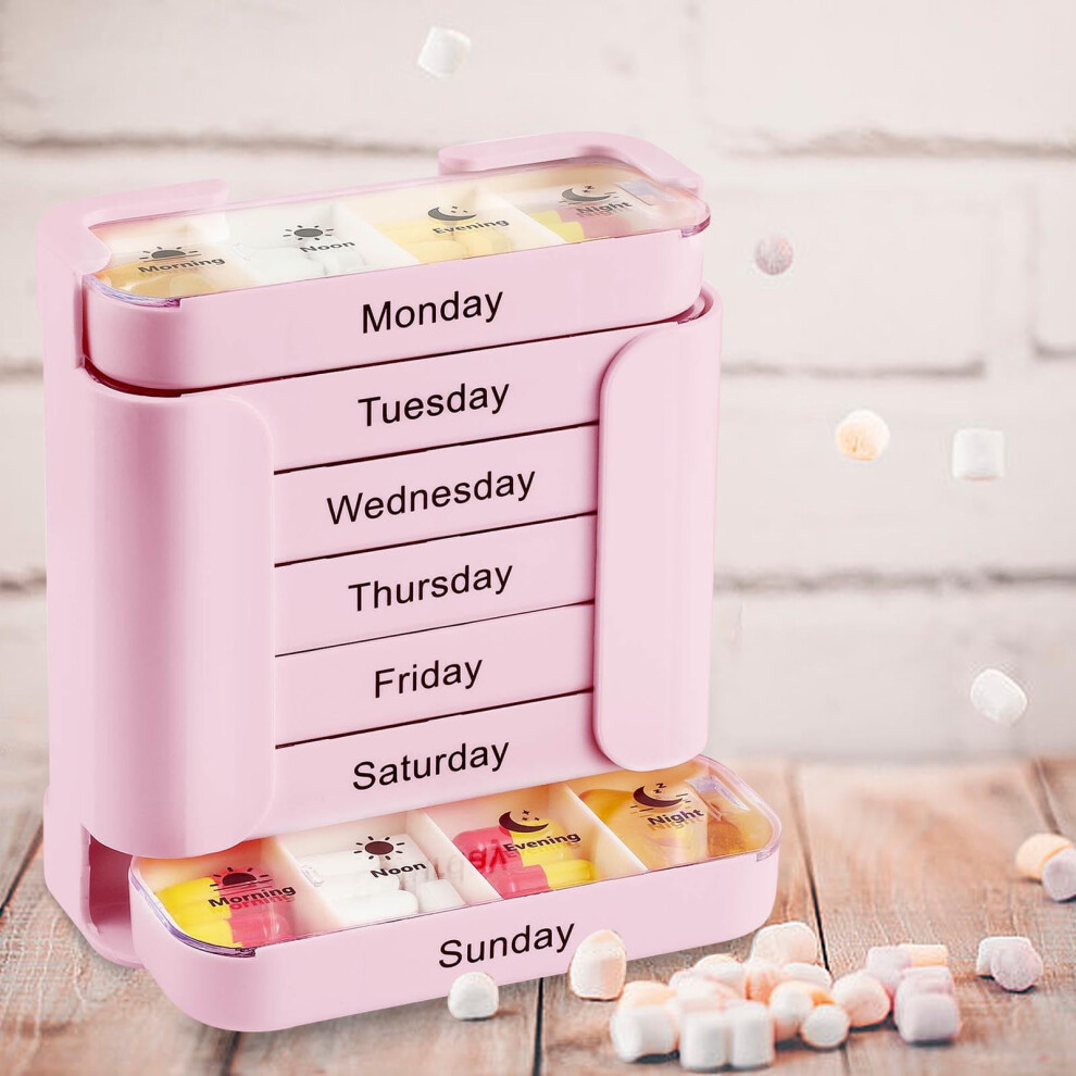 Weekly Pill Organizer 28-Compartment Food-Grade