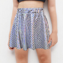 Girls Metallic Skater Skirt A-Line Mini with Pleats