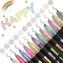 Dual-Line Contour Pen Metallic Glitter 12 Colors