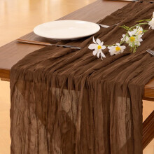 Chemin de table en mousseline couleur terre cuite, 305 cm (120 pouces).