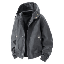 Men's Plaid Patchwork Utility Jacket Long Sleeve Zip-Up