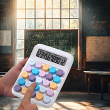 Mechanical Pushbutton Calculator 12-Digit Large LCD