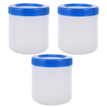 Juego de 3 botes de plástico transparente para almacenar pintura con tapa.
