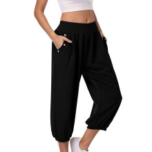 Women's Capri Pants Summer Stretch High-Waisted with Pockets