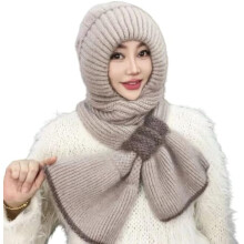 Cachecol feminino de tricô com capuz, quente e resistente ao vento, para o inverno.