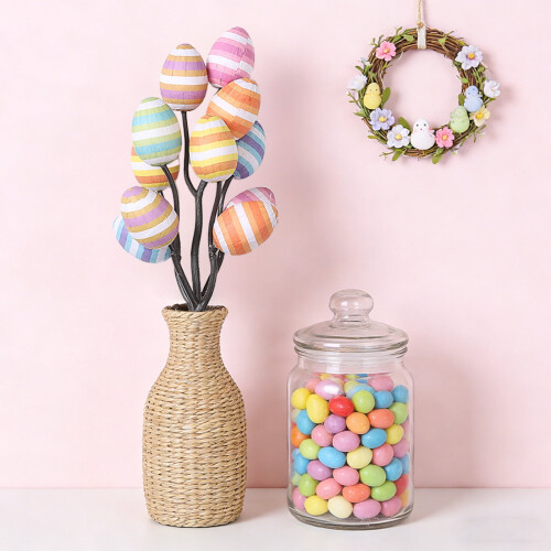 Easter Egg Floral Picks Decorative Printed Stems 12 pcs