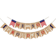 Decorações para festa do Dia dos Veteranos com a bandeira americana e um toque patriótico.