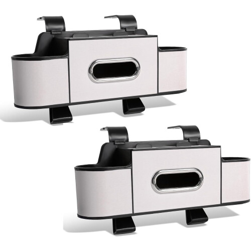 Car seat gap organizer with 2 cup holders and tissue hooks
