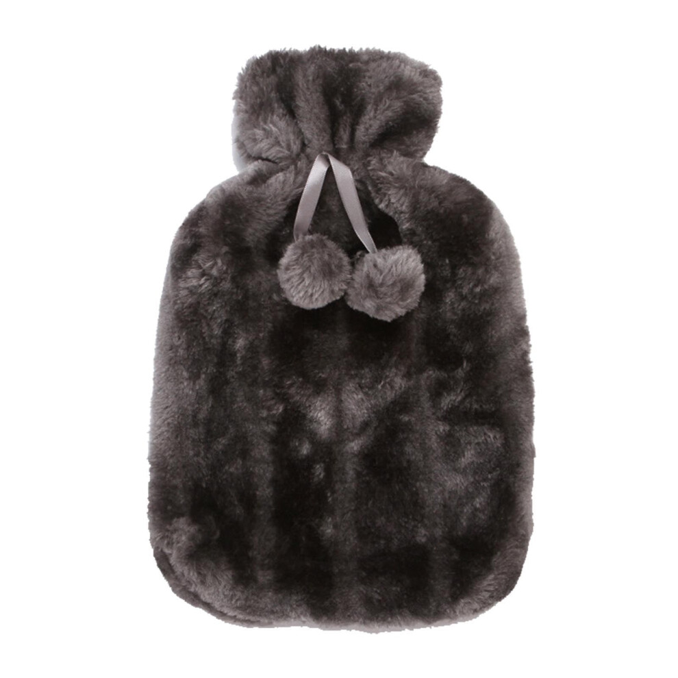 Hot Water Bottle with Faux Fleece Cover for Pain Relief