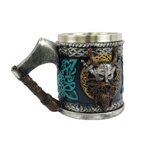 Odin Viking Stainless Steel Resin Beer Mug with Battle Axe