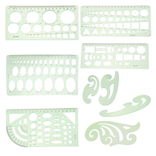 Plastic Stencils Circle Oval 9 pcs