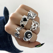 Gothic Skeleton Ring Set Unisex Punk Grunge Style