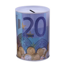 Coin Canister Tinplate Cylinder Money Jar 1 Piece