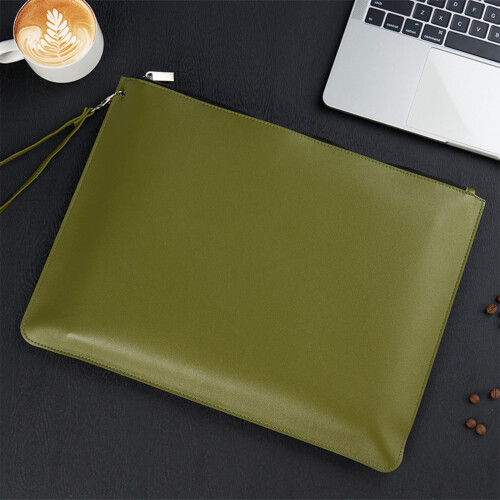 Leather Document Folder Army Green