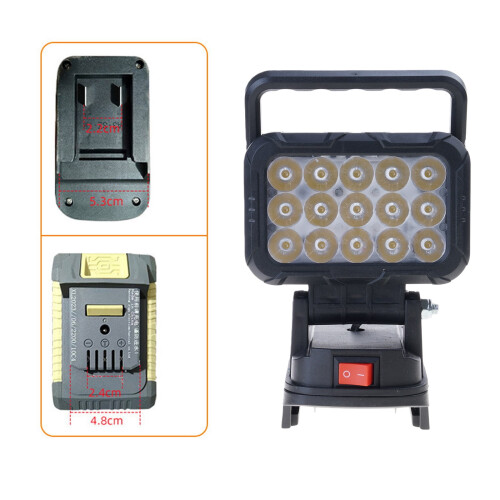 LED Foldable Job Light with Dual USB Port for 18V Battery