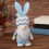 Easter Bunny Plush Decor Blue Pink 2 pcs 7