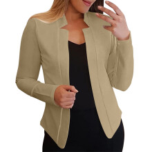 Chaqueta cárdigan informal de manga larga con frente abierto para mujer