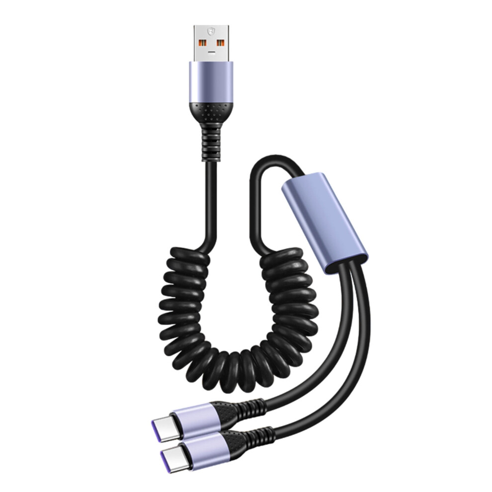 66W Usb-C Retractable Cable Double Type-C 2-Device Charging 941560727566