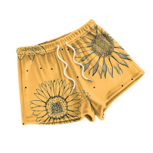 Women's Fleece Pajama Shorts Floral Print Yellow Size S