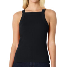 Dames top zonder mouwen met vierkante hals, effen kleur, zwart, maat M