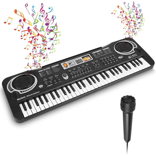 Digital Piano Keyboard 61 Keys with Microphone for Beginners