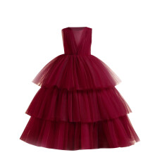 Girls Sleeveless Tulle Party Dress with Bow Accents