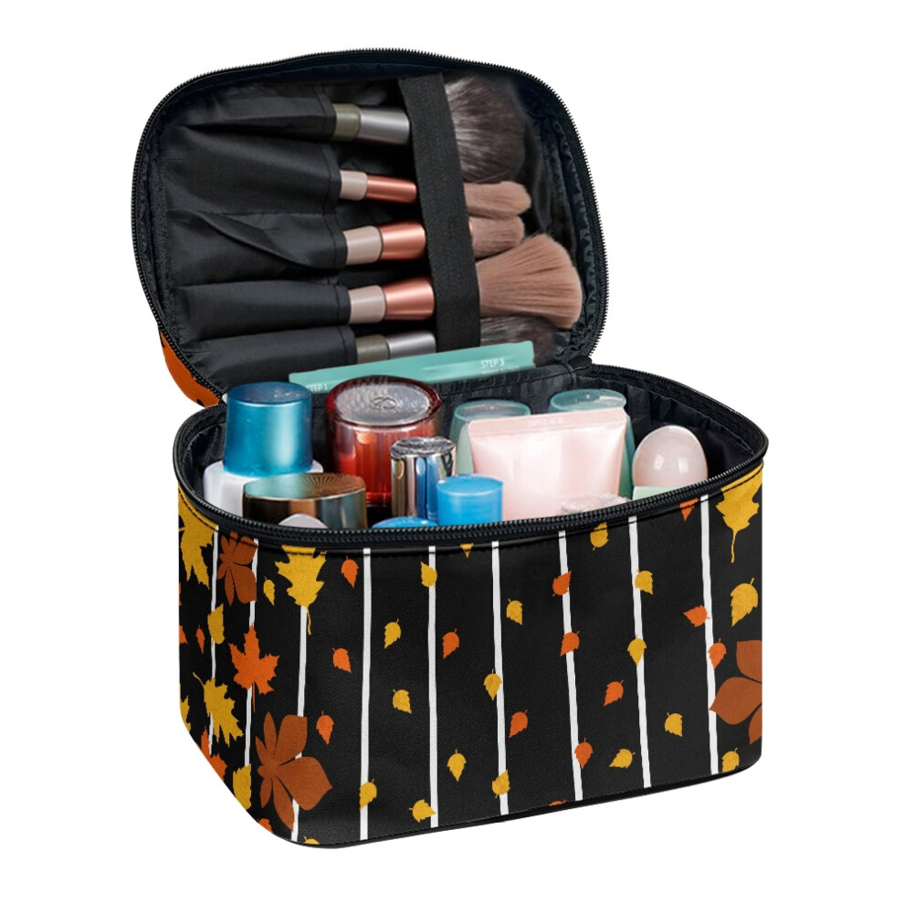 Maple Leaves Travel Makeup Case Polyester Large Double-Zip