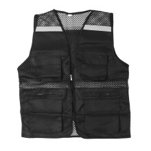 Reflective Mesh Safety Vest with 3 Pockets, High Visibility, Breathable Polyester, Clear Strips, Lightweight, Size XXL